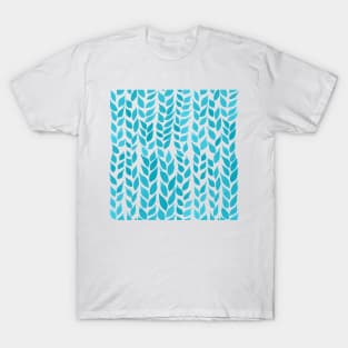 Simple Watercolor Leaves -  Light Blue & Navy T-Shirt